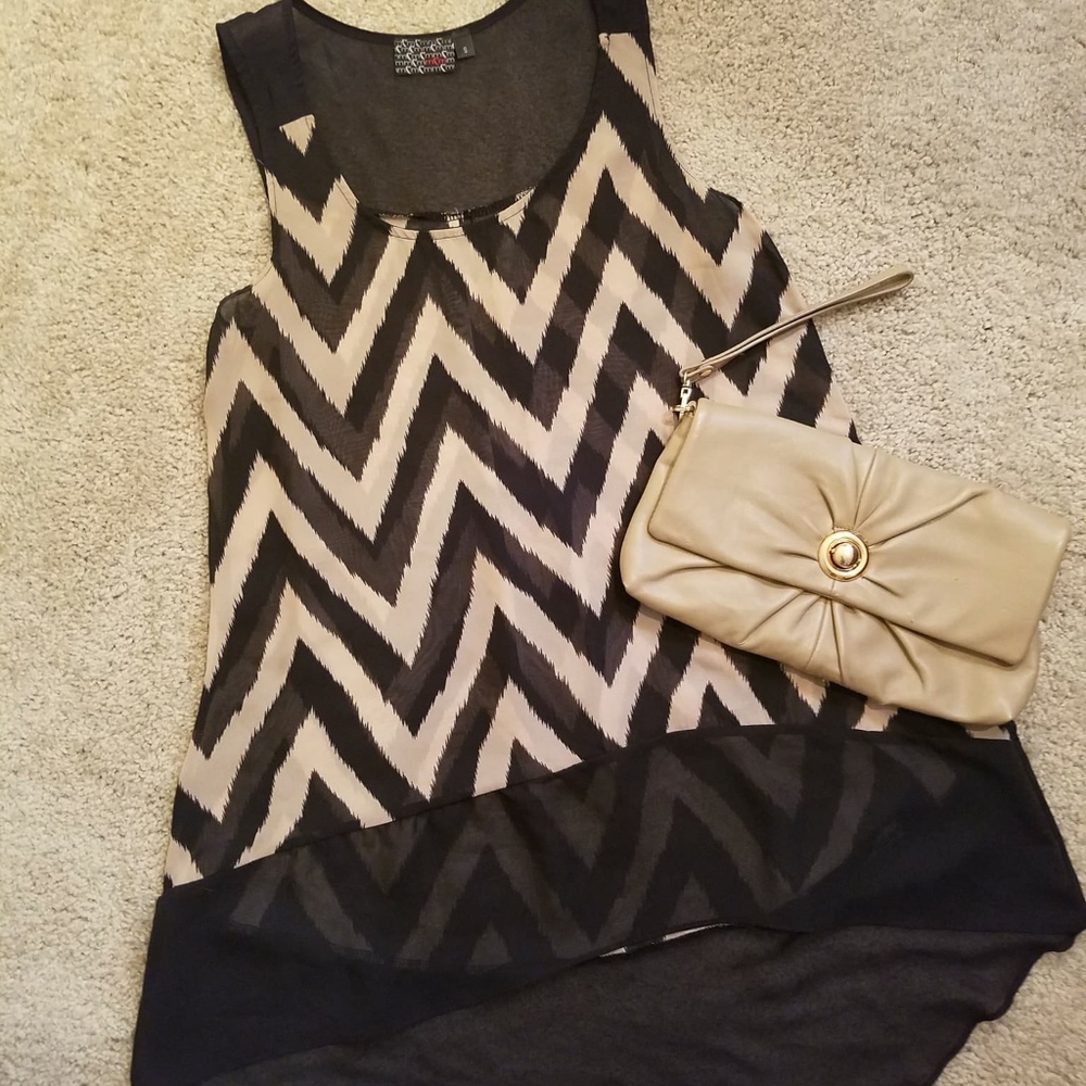 Black and tan chevron sheer top